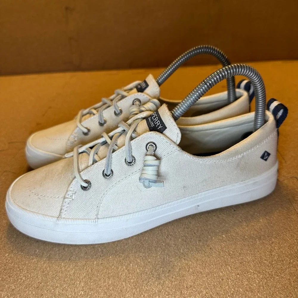 Sperry Top-Sider Crest Vibe Womens 7W White Canvas Sneakers STS99250